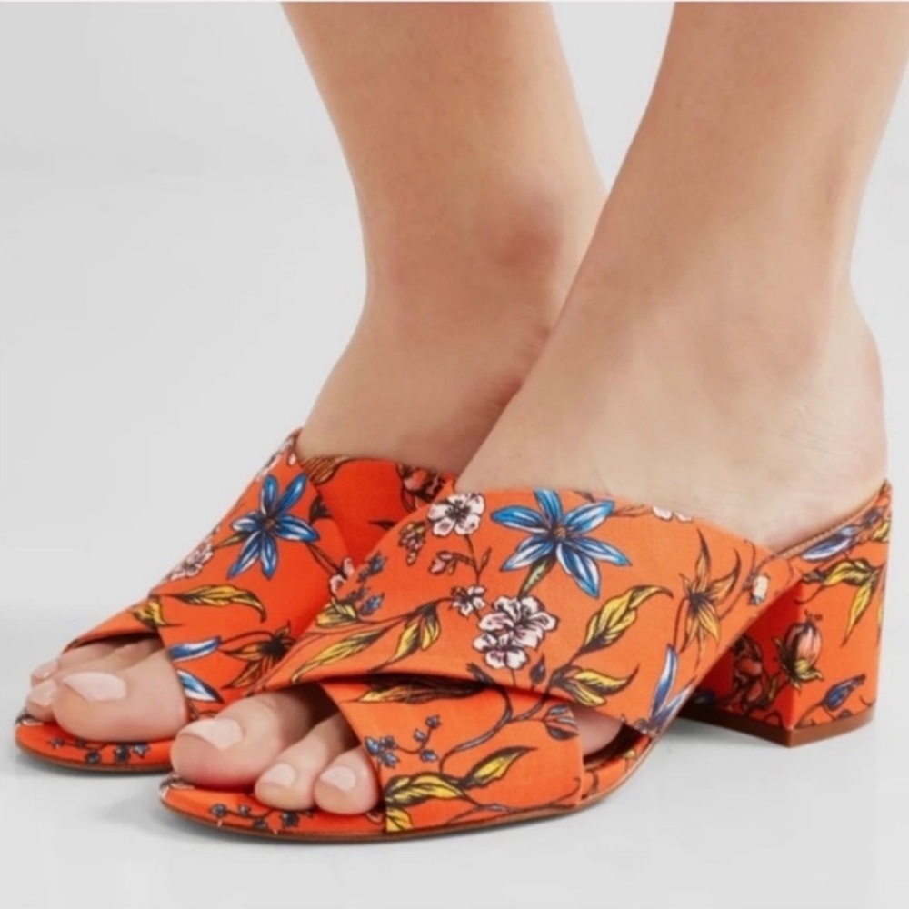 NWT *SAM EDELMAN* Block Heel *STANLEY* Sandals … *ORANGE* Floral … Size: 8.5 M
